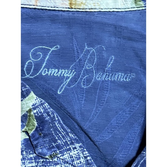 Tommy Bahama Blue Silk Hawaiian Floral Shirt Short Sleeve Button Up Beach Sz L - Picture 6 of 8